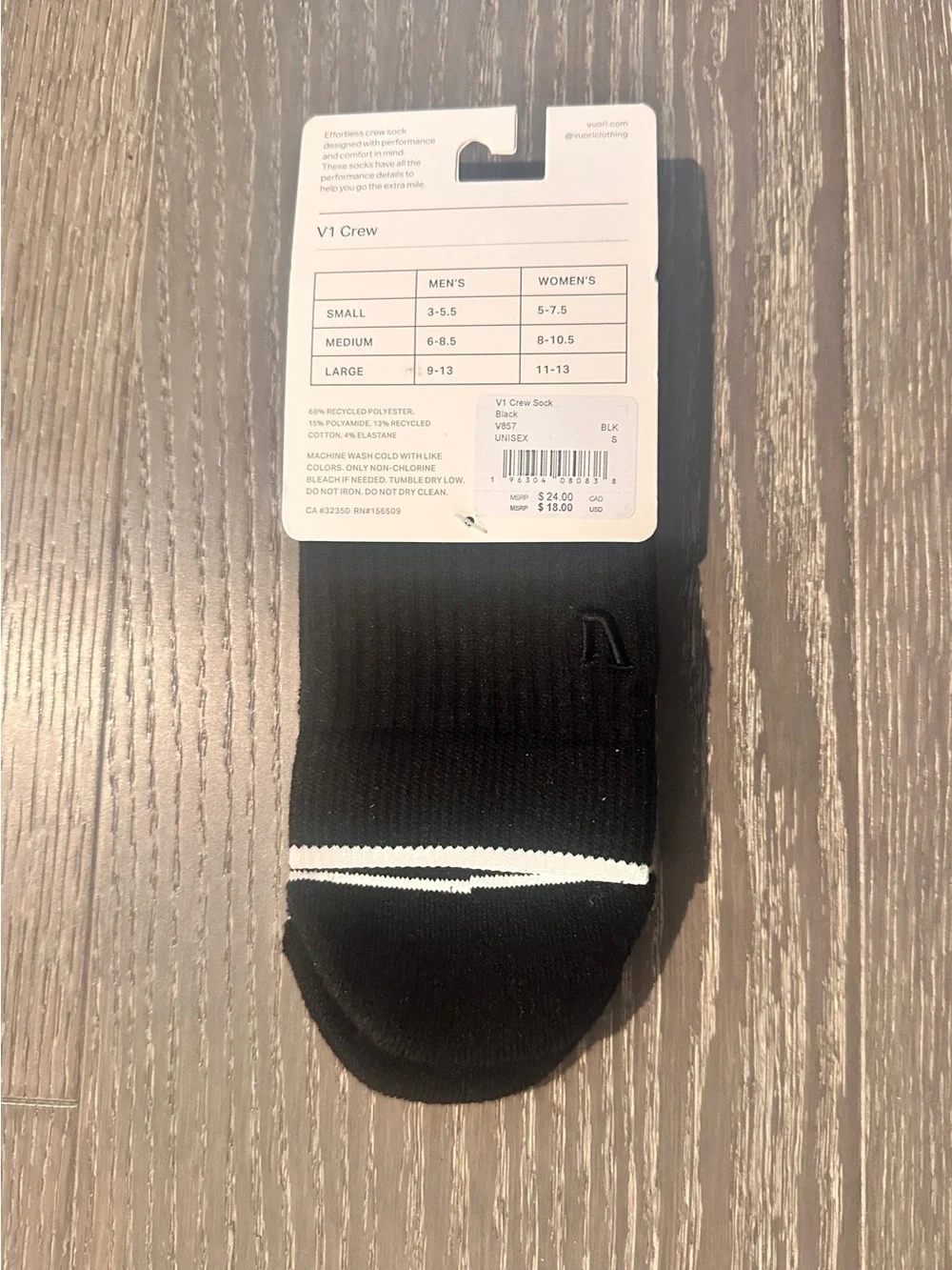 Vuori V1 Crew Socks with White Tip
